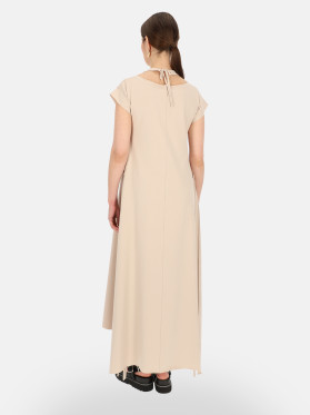 Beżowa sukienka maxi z nadrukiem Eye For Fashion
