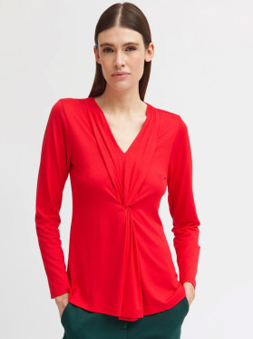 Czerwona bluzka z wiskozy z przewiązaniem Tinta Catrina