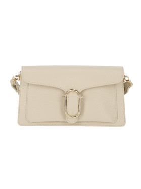 Elegancka torebka damska beżowa crossbody z klapą L’AF