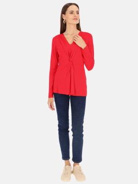 Czerwona bluzka z wiskozy z przewiązaniem Tinta Catrina