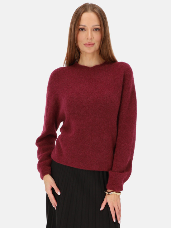  Bordowy miękki włoski sweter damski z alpaki L’AF Tessa