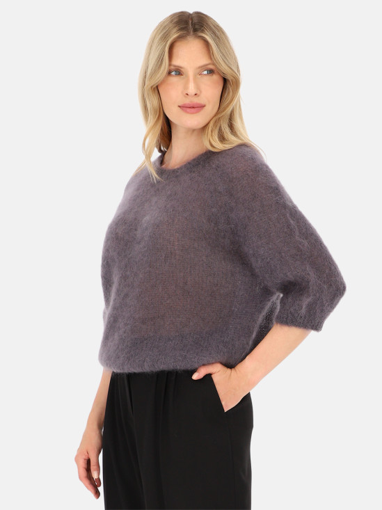  Szaro-grafitowy sweter moherowy damski L’AF Maya
