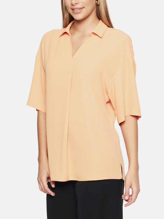  Luźna pomarańczowa bluzka damska z rękawem do łokcia L'AF Leja