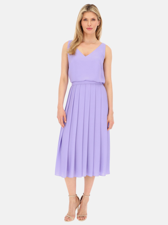  Fioletowa elegancka spódnica z zakładkami midi L'AF Taliana