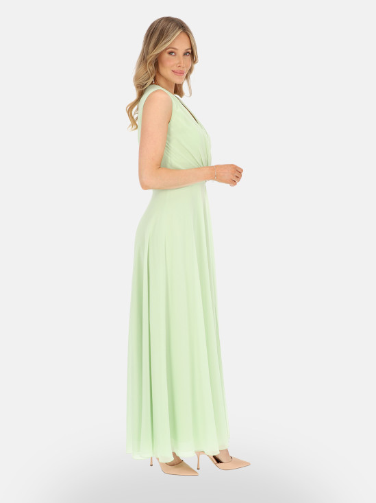  Pistacjowa sukienka maxi z ozdobnym paskiem L’AF Werita