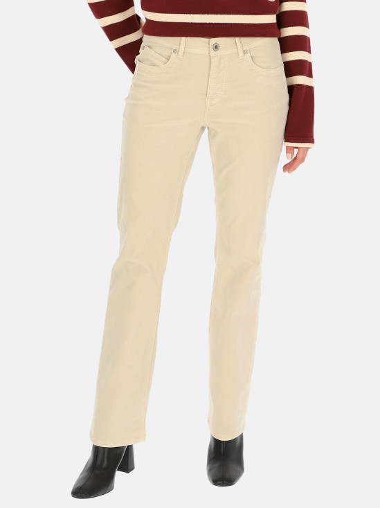  Beżowe spodnie sztruksowe z prostą nogawką Red Button Babette