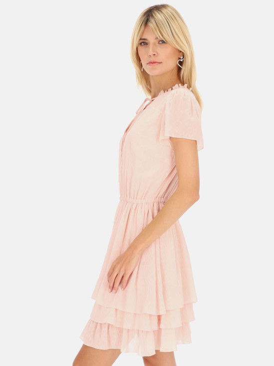  Różowa sukienka z falbankami L'AF Medi