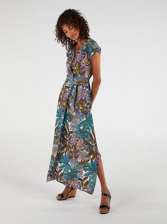  Kolorowa sukienka maxi w botaniczny wzór Expresso 201Dana