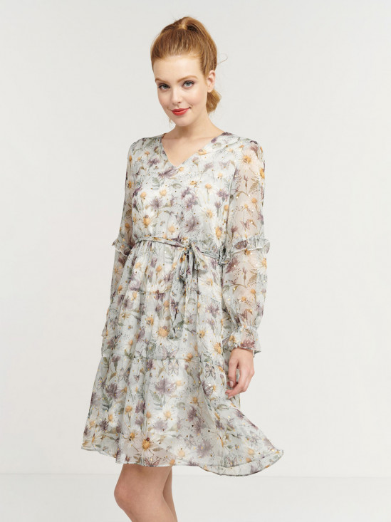  Sukienka midi szyfonowa w kwiaty Smashed Lemon 21019-520-100