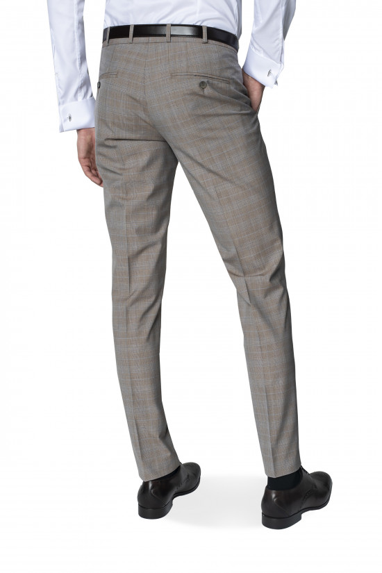  Beżowe garniturowe spodnie w kratę slim fit Winman HALWIN 315/A