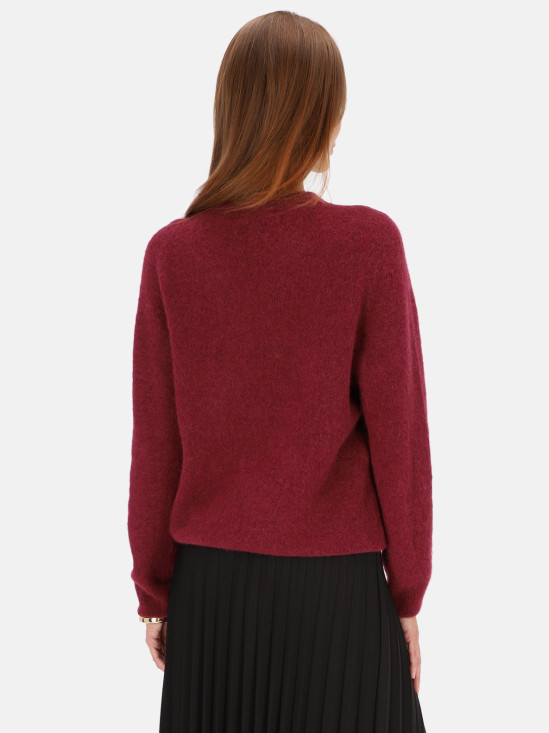  Bordowy miękki włoski sweter damski z alpaki L’AF Tessa