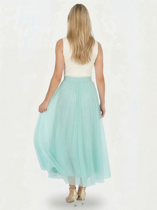  Miętowa tiulowa spódnica midi L’AF Bet