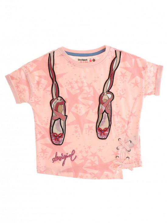  Różowy t-shirt w gwiazdki Desigual ELENA