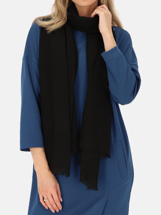  Kaszmirowo-wełniany czarny szal Potis & Verso