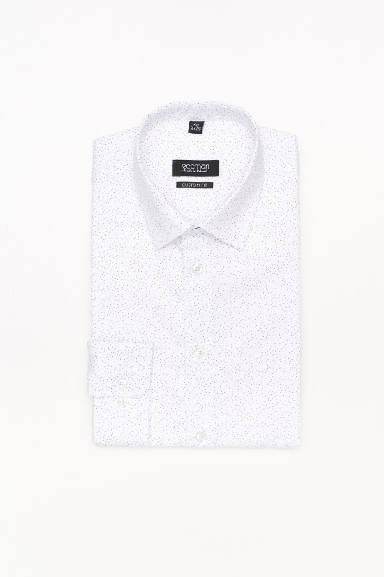  Biała koszula w drobny wzór Recman Coline 3088T custom fit