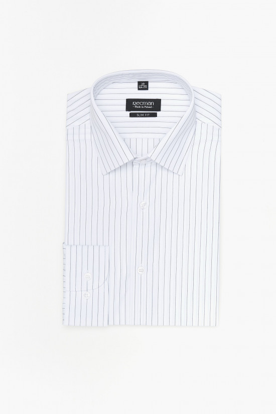  Biała koszula w prążki Recman Versone 2939 L slim fit