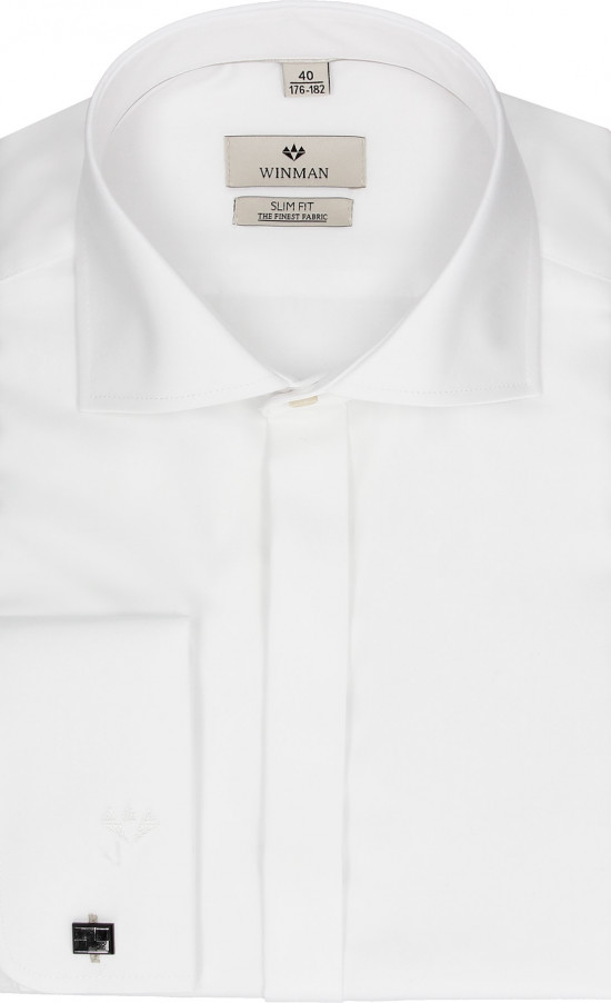  Biała bawełniana koszula na spinki Winman Wincass 2326 slim fit