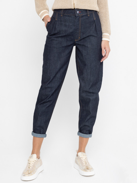  Granatowe jeansy z luźnymi nogawkami Deni Cler Milano