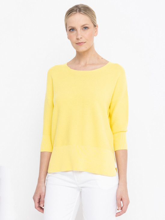  Żółty sweter z rozporkami po bokach Deni Cler Milano