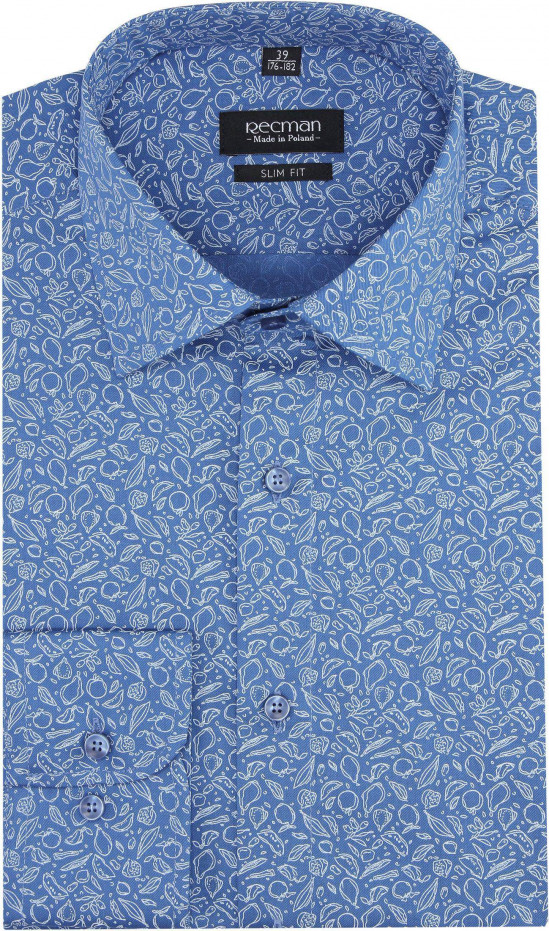  Niebieska wzorzysta koszula Recman VERSONE 2869 L slim fit