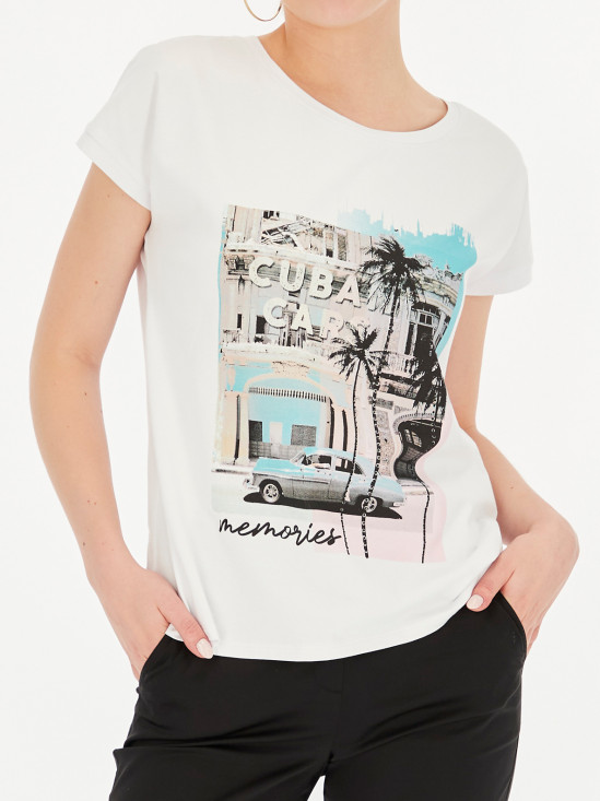  Bawełniany t-shirt z nadrukiem Potis & Verso Cuba