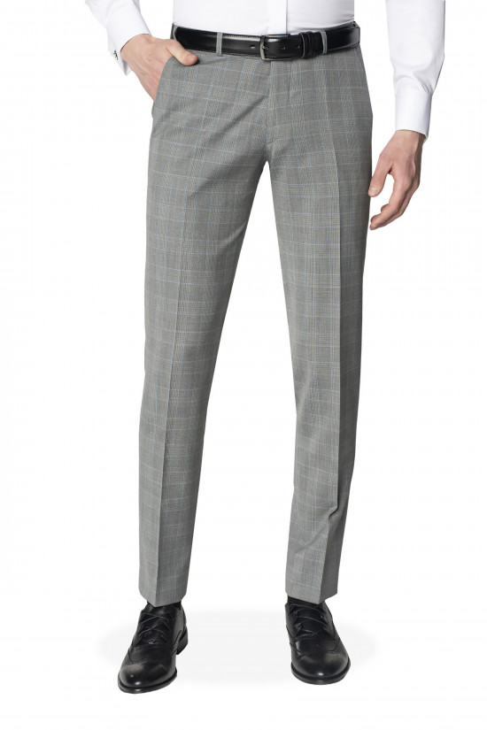  Szare garniturowe spodnie w kratę slim fit Winman BURWIN 315/A