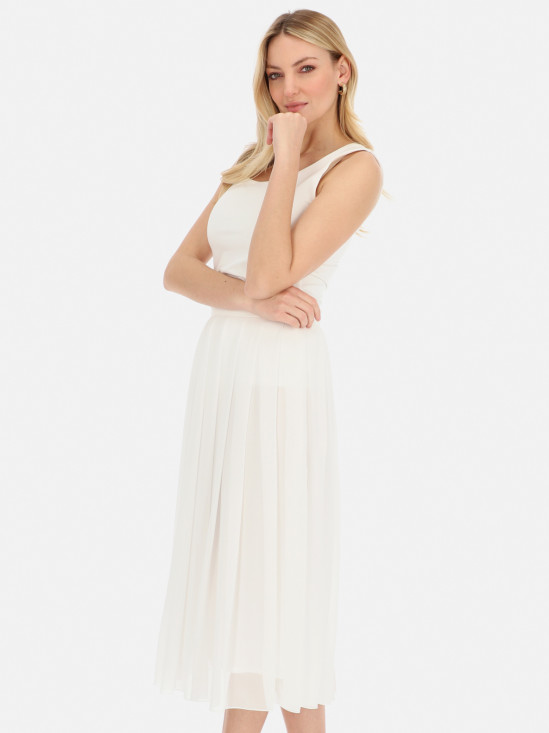  Biała elegancka spódnica z zakładkami midi L'AF Taliana