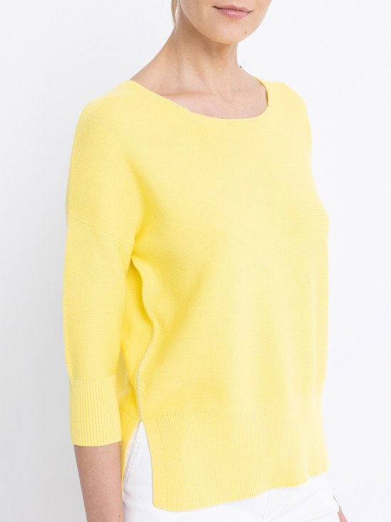  Żółty sweter z rozporkami po bokach Deni Cler Milano