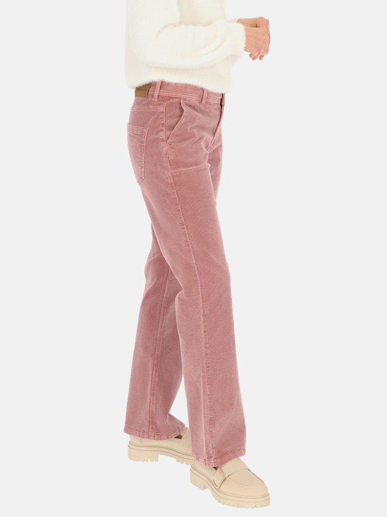  Różowe spodnie sztruksowe z kieszeniami i prostymi nogawkami Red Button Bibette