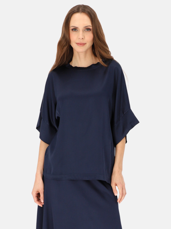  Granatowa bluzka damska z wiskozy L’AF Sheron