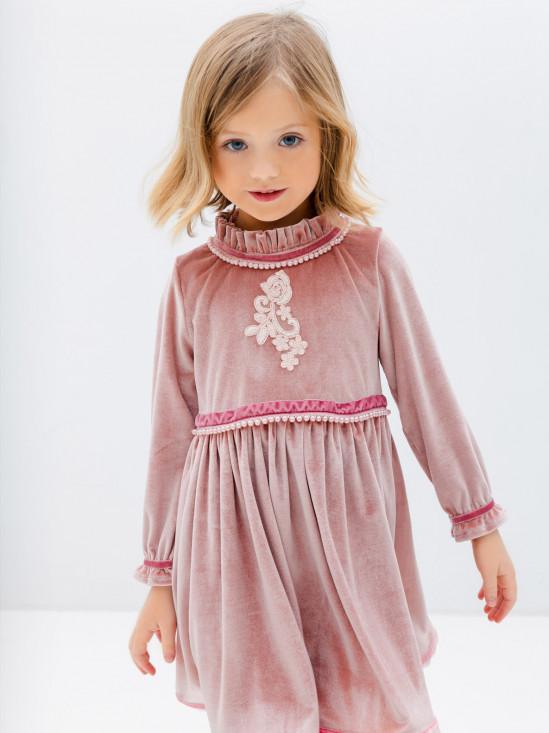  Różowa welurowa sukienka dziecięca Anima by Justyna Steczkowska