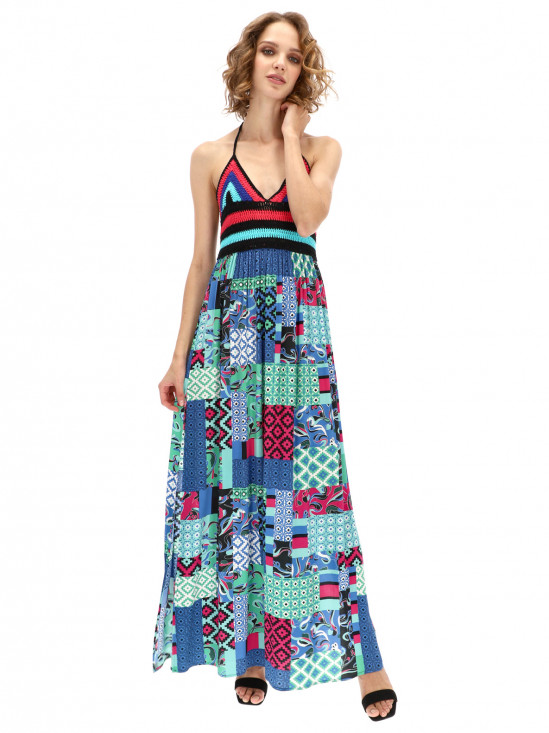  Sukienka maxi z patchworkowym wzorem Desigual NANETTE