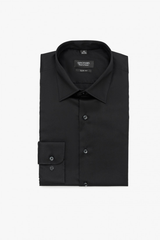  Czarna bawełniana koszula Recman Versone 3055E L slim fit
