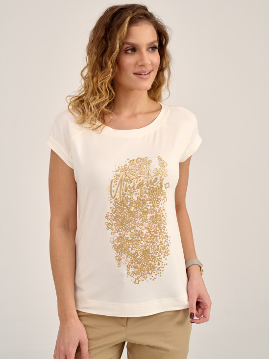  T-shirt ze złotym nadrukiem Sunwear