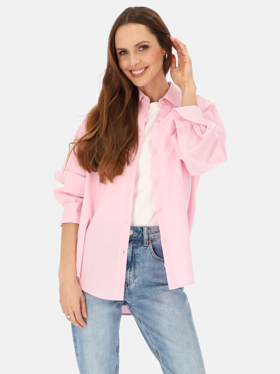  Różowa koszula damska bawełniana oversize L'AF Keri