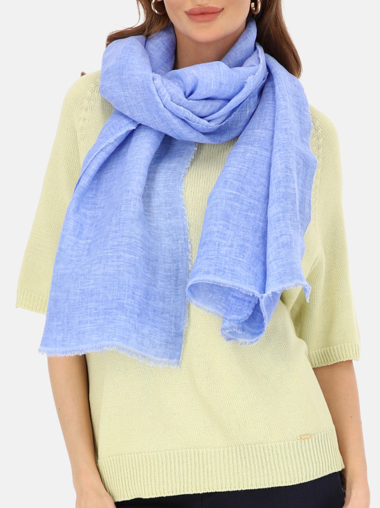  Lniany błękitny szal damski Potis & Verso 