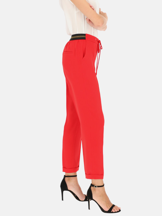  Czerwone spodnie z ozdobną gumką w pasie L'AF Liberty
