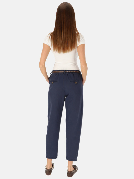  Bawełniane spodnie chinosy damskie granatowe L’AF Fila