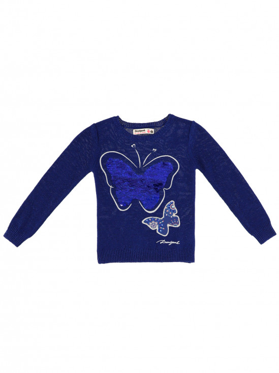  Niebieski sweter z motylkami Desigual FALUBERT