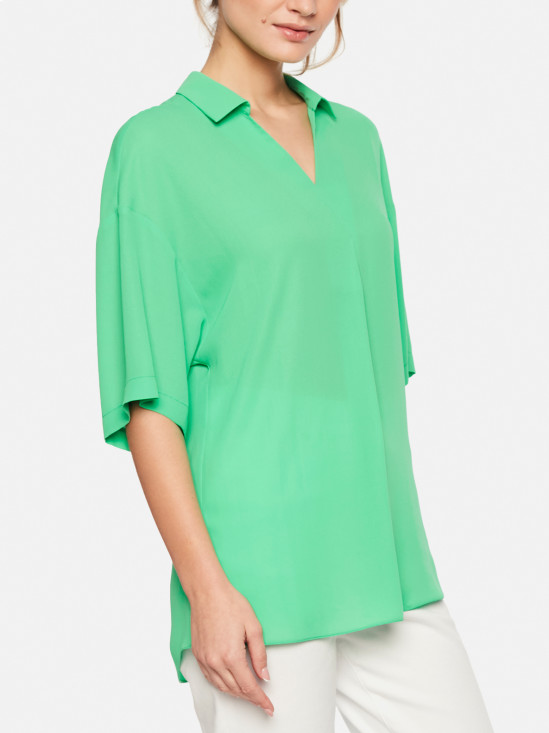  Luźna zielona bluzka damska z rękawem do łokcia L'AF Leja