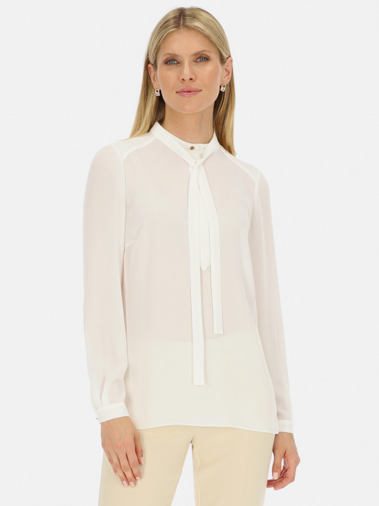  Elegancka biała bluzka z wiązaniem L'AF Cris