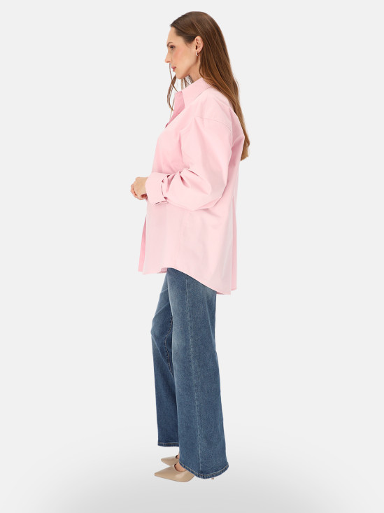  Różowa koszula damska bawełniana oversize Potis & Verso Terra