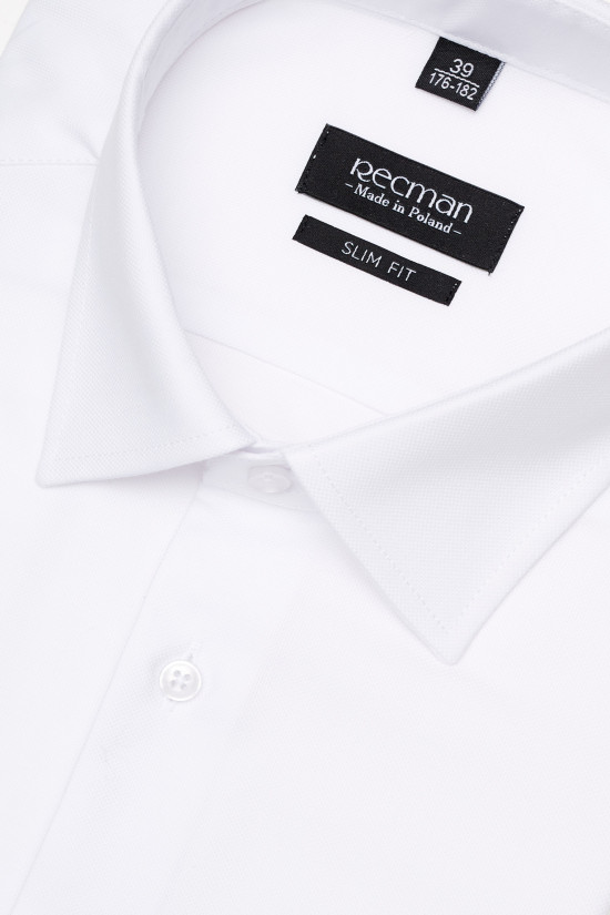  Biała koszula w delikatną strukturę Recman Corsini 3028