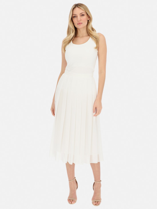  Biała elegancka spódnica z zakładkami midi L'AF Taliana