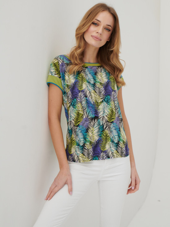  Bluzka ze wzorem w tropikalne liście Sunwear