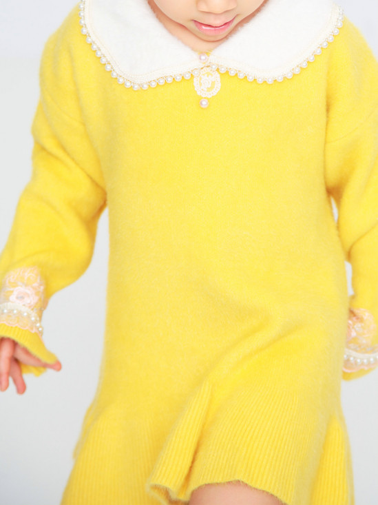  Żółta dzianinowa sukienka dziecięca Anima by Justyna Steczkowska