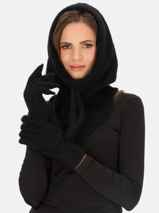  Czarne damskie rękawiczki pięciopalczaste L'AF Blanka
