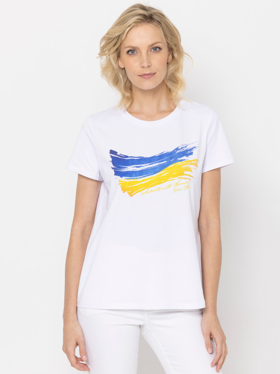  Bawełniany t-shirt z flagą Ukrainy Deni Cler Milano
