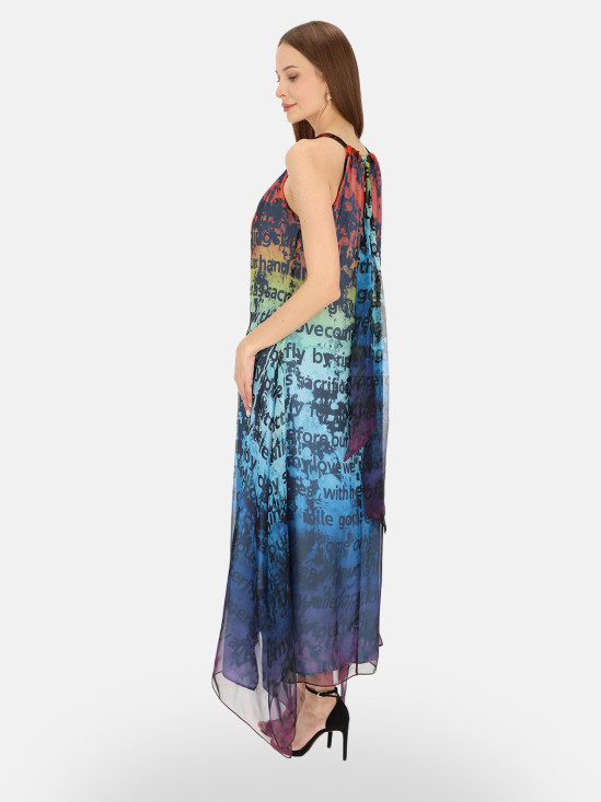  Sukienka maxi z artystycznym nadrukiem i dekoltem halter Eye For Fashion
