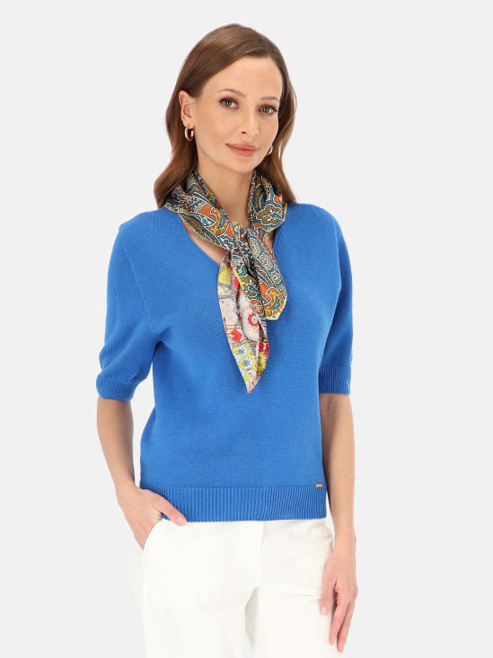  Wzorzysta kolorowa apaszka z jedwabiem Potis & Verso